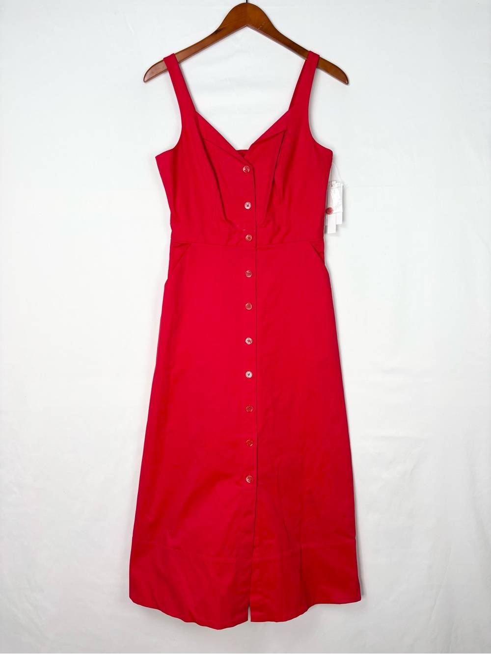 NEW Equipment Femme Oleisa Midi Button Front Dress Red Size 4